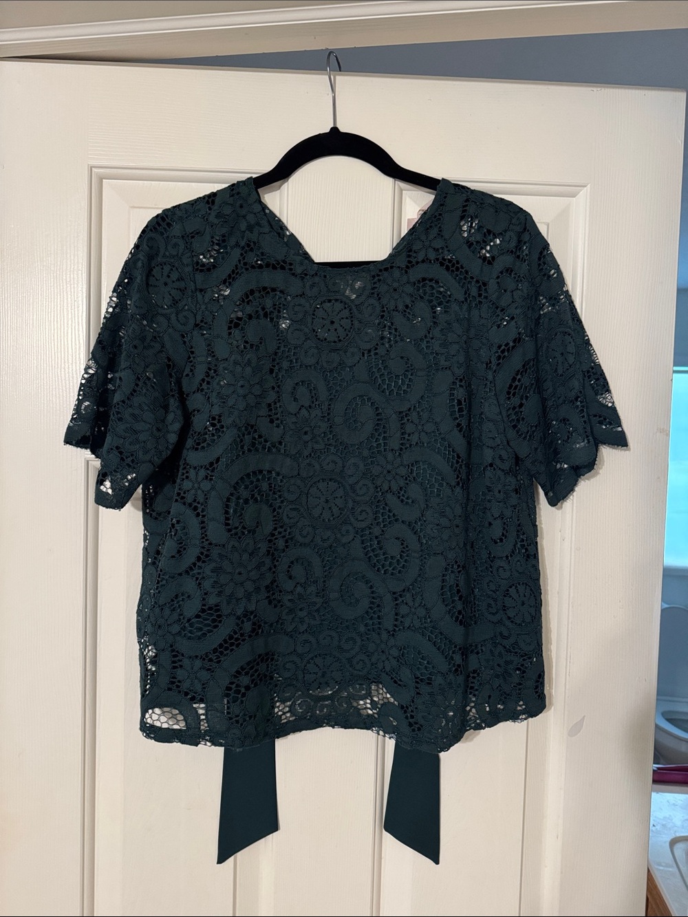 Lace Tie-Back Women's Top in Deep Teal